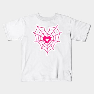 Pink Web Heart Kids T-Shirt